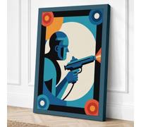 Solider at Attention Retro Canvas Wall Art Print 24x16 Inch (61 x 41 cm)
