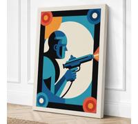 Solider at Attention Retro Canvas Wall Art Print 24x16 Inch (61 x 41 cm)