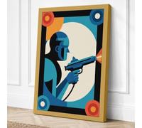 Solider at Attention Retro Canvas Wall Art Print 36x24 Inch (91 x 61 cm)