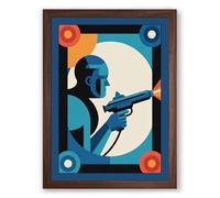 Solider at Attention Retro Framed Wall Art Print A1 (84.1×59.4cm) Walnut, Wall Decor for Living Room, Bedroom, Office & Home, Ready to Hang, Art Gift