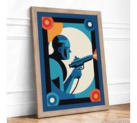 Solider at Attention Retro Framed Wall Art Print A2 (59.4×42cm) Oak, Wall Decor for Living Room, Bedroom, Office & Home, Ready to Hang, Art Gift