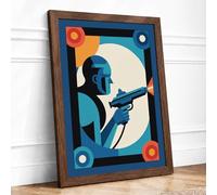 Solider at Attention Retro Framed Wall Art Print A2 (59.4×42cm) Walnut, Wall Decor for Living Room, Bedroom, Office & Home, Ready to Hang, Art Gift