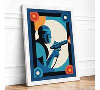 Solider at Attention Retro Framed Wall Art Print A2 (59.4×42cm) White, Wall Decor for Living Room, Bedroom, Office & Home, Ready to Hang, Art Gift