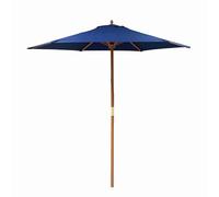 SOLIDLEAF 2.1m Wooden Traditional Parasol with Hexagonal Six Panel for Outdoor Market Patio Garden Sun Shade Outdoor Table Pool Canopy (Blue)
