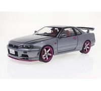Solido 1/18 Scale - Nissan Skyline GT-R (BNR34) 1999 RHD Metallic Grey/Purple