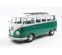 Solido - VW T1 Samba 1962 1:18 Die-Cast Collectable Model Metal Green/White with Plastic Base Window Box