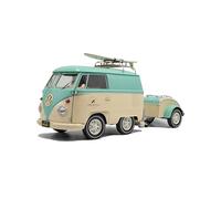 Solido Kool Combi 2024 - Retro Mini Bus Roof Rack with Surfboard, Two-Tone Paint, V-Front, Diecast Model, Mint Green/White, 1:18