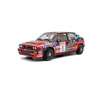 Solido Lancia Delta HF Integrale #1 Legendary Rally Vehicle - Race Number - Stripe Graphics - Double Round Headlight - Diecast Model Car - Red - 1:18