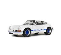 Solido Porsche 911 RSR 1973 - Diecast car model, classic race 911 with Carrera decoration, faithful detailed body and sports wheels, white with blue accents, 1:18
