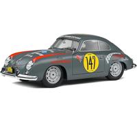 Solido Porsche 356A #147 Panamericana 1954 - Diecast - Classic Racing Car Model, Classic Paint, Collector Vehicle with Take-off Number, Detailed Body, Racing Version Grey, 1