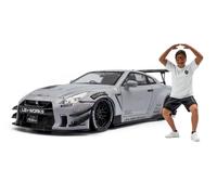 Nissan GT-R (R35) Type 2 Liberty Walk LB Works Coupe with American Diorama Figures 2018 Grey