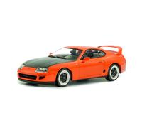 Solido Toyota Supra MK.4 Custom Japanese Sport Coupe Black Finish Bonnet Rear Spoiler Car Diecast Orange 1:43