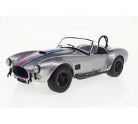 Solido Shelby Cobra 427 MKII - Historical Roadster, Muscle Design, Sports Stripes, Sidepipes, Diecast Model Car, Silver, 1:18