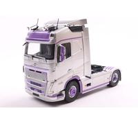 Solido Volvo FH Globetrotter XL 2023 - Diecast Model Truck Tractor, Modern Long Distance Transport Truck with Custom Design, Detailed Cabin and Rims, Silver with Purple Accents, 1:24