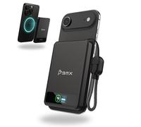 SolidSafe 5K Power Bank, MagSafe Wireless, Fast Charging Battery Pack, LCD | BMX Qi2 5000mAh Slim Magnetic Charger with a Built-in USB-C Cable, for iPhone 17, 16, Samsung and More - Solid-State Safety