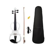 Solidwood Electric 4/4 Violin Set Ebony Fittings W/Bow Bridge Violin Hard Case Audio Cable (Color : 06)