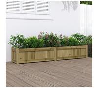 Solidwood Garden Planter Natural Pine 180x31x31 cm. Large Rustic Outdoor Trough