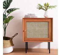 SolidWoodBedsideTable,CherryWoodRetroRattanStorageCabinet,LargeStorageSpace(Color:C) needed
