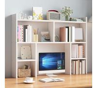 SolidWoodDeskHutchBookshelfOrganizerMultilayerDesktopStorageforHomeOffice&DormWhite43.30"x7.87"x35.43"VersatileBook&AccessoryDisplay