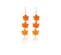 Solighter Acrylic Maple Leaf Tassel Earrings for Women Wooden Autumn Fall Leaf Pumpkin Dangle Earrings Thanksgiving Jewelry Accessories, L, Alloy Steel, No Gemstone