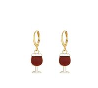 Solighter Alloy Red Wine Glass Wine Bottle Drop Dangle Earrings for Women Asymmetry Wine Glass and Wine Bottle Earrings Party Holiday Jewelry, L, Alloy Steel, No Gemstone