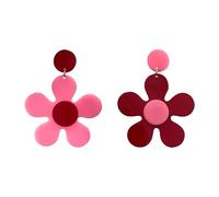 Solighter Colorful Five-Petal Flower Acrylic Earrings Lightweight Dainty Floral Stud Earrings for Women Party Jewelry, L, Acrylic, No Gemstone