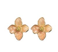 Solighter Drip Oil Four Petal Flower Earrings Vintage Boho Floral Stud Earrings for Women Party Jewelry, L, Alloy Steel, No Gemstone
