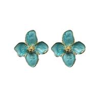 Solighter Drip Oil Four Petal Flower Earrings Vintage Boho Floral Stud Earrings for Women Party Jewelry, L, Alloy Steel, No Gemstone