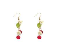 Solighter Green Leaf Beaded Flower Tassel Earrings for Women Cute Long Leaf Pearl Floral Dangle Earrings Spring Earring Weddings Jewelry, L, Resin, No Gemstone
