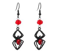 Solighter Halloween Rhinestone Black Bat Spider Web Earrings for Women Funny Gothic Punk Animal Spider Dangle Earrings Holiday Jewelry, L, Metal, No Gemstone