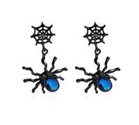 Solighter Halloween Spider Stud Earrings for Women Vintage Gothic Moonstone Spider Web Dangle Drop Earrings Jewelry Accessories, L, Alloy Steel, No Gemstone