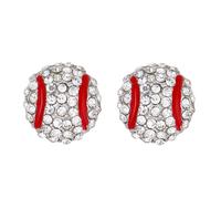 Solighter Rhinestone Sport Ball Stud Earrings for Women Cute Crystal Baseball Basketball Volleyball Football Rugby Earrings Party Jewelry, L, Metal, No Gemstone