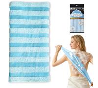 Solihigh 1 Pcs Exfoliating Shower Towel - Japanese Back Scrubber for Adults, Extra Long Exfoliating Body Scrubber Washcloth for Scrubbing,Cleaning and Dead Skin Removal(Blue)