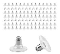 Solihigh 100 PCS Soft Transparent Earring Backs,Safety Bullet Clutch Plastic Earring Backs Replacements for Hook, Studs, Hoops, DIY.