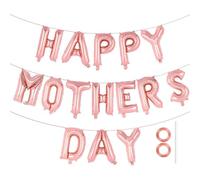 Solihigh 16 Inch Happy Mothers Day Hanging Banner Decorations,Large Rose Gold Foil Letter Balloons Heart Balloon for Mother's Day Celebration Party Decorations Supplies