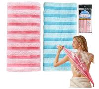Solihigh 2 Pcs Exfoliating Shower Towel - 80% More Material Japanese Back Scrubber for Adults, Extra Long Exfoliating Body Scrubber Washcloth for Scrubbing,Cleaning and Dead Skin Removal (Pink Blue)