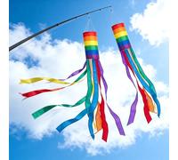 Solihigh 2 Pcs Rainbow Windsock, Outdoor Wind Sock Colorful Spiral Pride Decorations, Hanging Wind Chimes, Cylinder LGBTQ Rainbow Flags for Garden Backyard Tent Caravan Camping