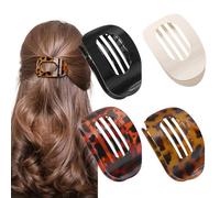 Solihigh 4 PCS Flat Hair Claw Clips for Women, Curved Design Flat Hair Clips for Thick Thin Hairs, Round Lay Down Hair Accessories for Women and Girls,Daily Styling Gifts (Mixed)
