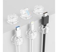 Solihigh Cable Clips Clear 6 Pack - Self Adhesive Cable Tidy for Whole Home Organisation & Cable Management,Wire Holder Organiser, Phone Charging Cable Keeper for Offices, Kitchens, Cars & Beyond