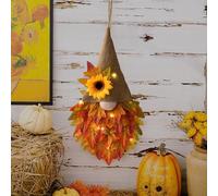 Solihigh Fall Maple Gnome Front Door Hanger, Autumn Wreaths for Front Door, Fall Decorations Autumn Maple Leaf Sunflower Wreath for Halloween Thanksgiving Harvest Decoration