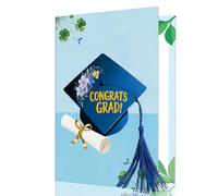 Solihigh Graduation Card - 3D Design with text CONGRATS GRAD, with a handmade mortarboard and diploma desig and a real cord tassel, Envelope, Sticker, 14.7X21cm