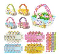 Solihigh Kids Easter Crafts Kit ,12PCS Easter Baskets Craft for Kids, DIY Easter Basket Bunny Chick Paper Baskets or Egg Hunt Game School Classrooms Party Favors Decoration