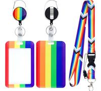 Solihigh Rainbow Lanyard with ID Holder & Retractable Rainbow Badge Holder, Breakaway Pride Lanyard LGBTQ Flag Badge with Keys, Cards, LGBTQ Accessories