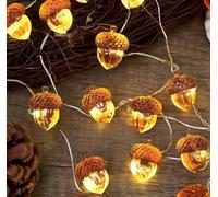 Solihigh Thanksgiving Decorations 3D Acorn Autumn Decor String Lights, Acorn Fall Harvest Decorative Twinkle Lights 10ft 30LED Battery Powered for Bedroom Garland Fireplace Mantel Wreath Decor