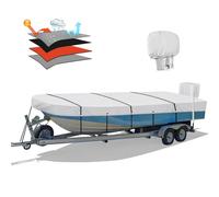 Solim 16FT Jon Boat Cover with Motor Cover, 900D PU Waterproof Heavy Duty Mooring Cover, Trailerable Marine Grade Polyester Canvas Replacement for Jon Boat 16' Long Beam Width Up to 75 in, Gray