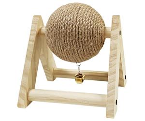 Solimery Cat Scratcher Ball Keep Furniture Safe with Wood Base 17x17x16 cm | Multi-pet friendly; sturdy base stays stable during vigorous scratching, letting several cats share the toy safely.