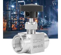 Solinder 0.25in Black Handle Stainless Steel BSPP Female Thread Straight Needle Valve, Sturdy Sealing for Water, Gas, Oil Transmission with Straight Ball Valve (Solinder8bqOb-04)