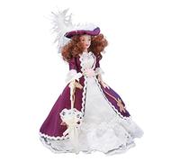 Solinder 1/12 Scale Miniature Porcelain People Victorian Doll with Turnable Limbs for Dollhouse Use, 6.5in Purple Attire