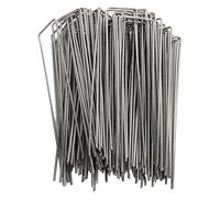 Solinder 100 Pack 4x10cm Galvanized Steel U Shaped Garden Stakes, Strong and Reusable Ground Pins for Landscaping, Ideal for Securing Grass Sod, Fabric, and More (Roughness 3mm/0.12in)