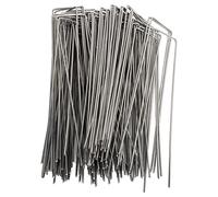 Solinder 100 Pack 4x10cm Galvanized Steel U Shaped Garden Stakes, Strong and Reusable Ground Pins for Landscaping, Ideal for Securing Grass Sod, Fabric, and More (Roughness 2.5mm/0.10in)